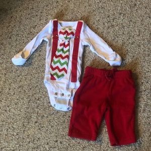 Newborn Christmas Onesie with Tie.